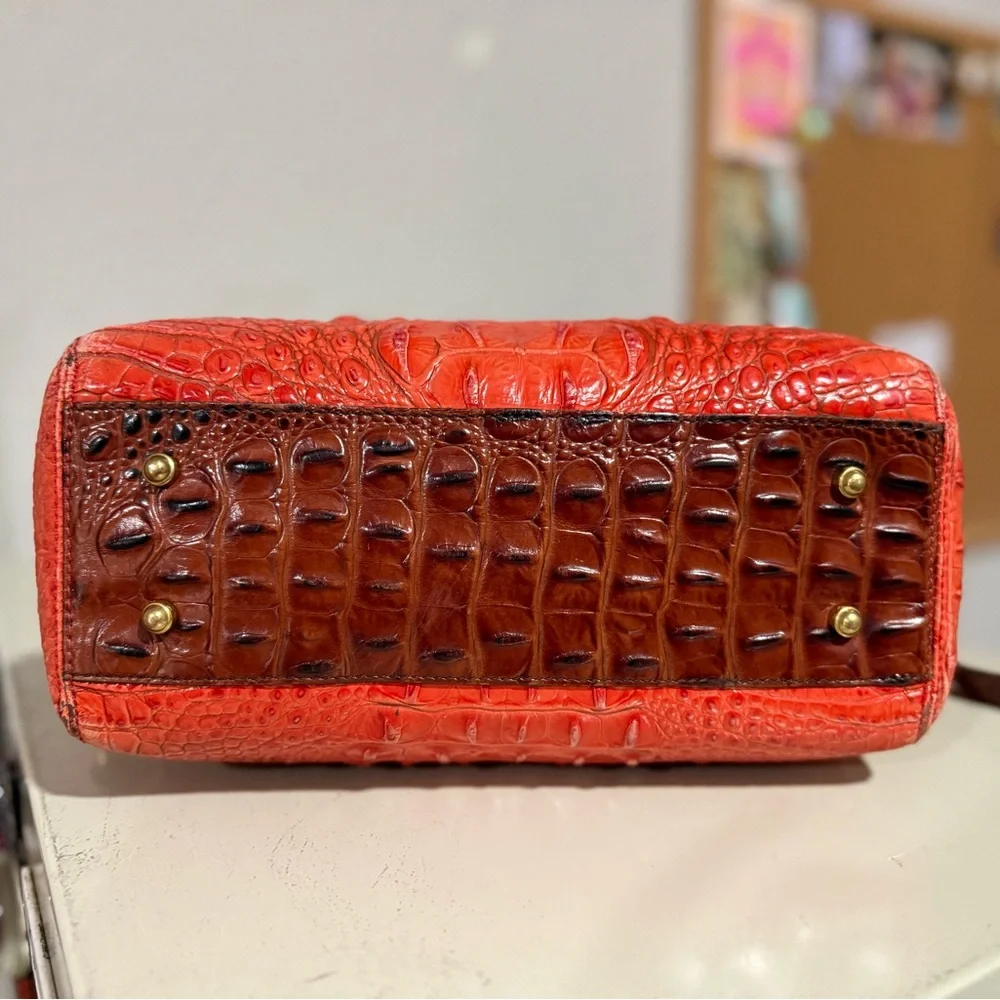 Brahmin Mini Arno Satchel Orange Croc Embossed Leather - Picture 5 of 14